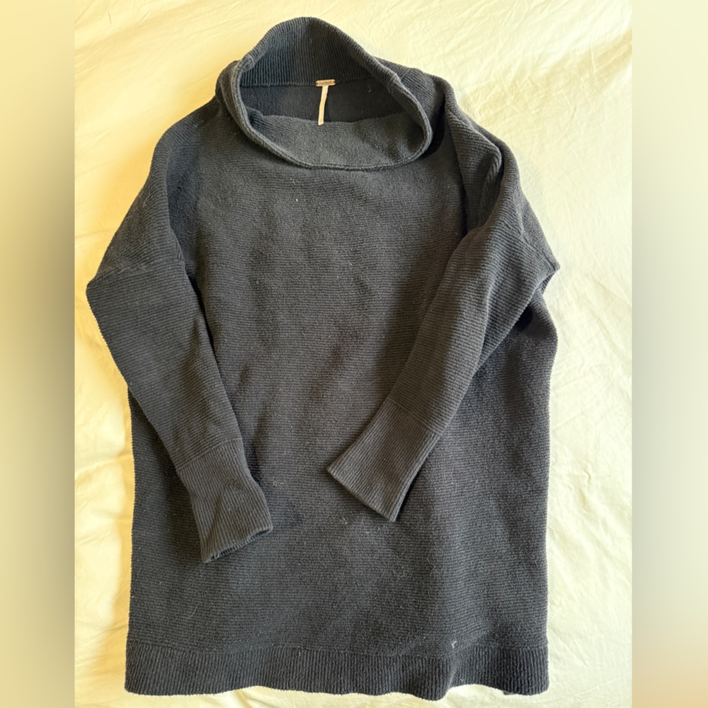 Free People Black Ribbed Sweater Tunic